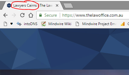 Screenshot showing keywords in the window title